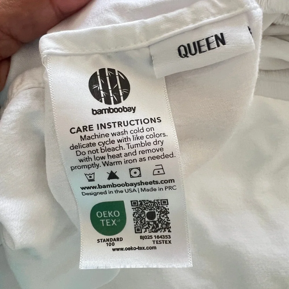 Bamboo Bay Queen Fitted Sheet & 2 Pillowcases White 100% Bamboo Viscose Cooling